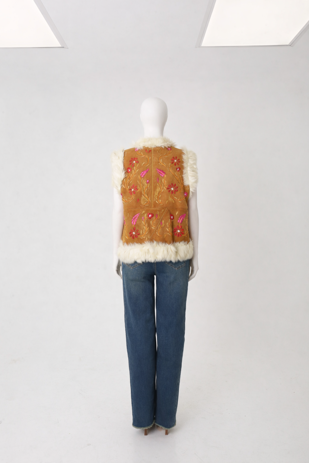 The Roan - Embroidered Shearling-Trimmed Suede Vest