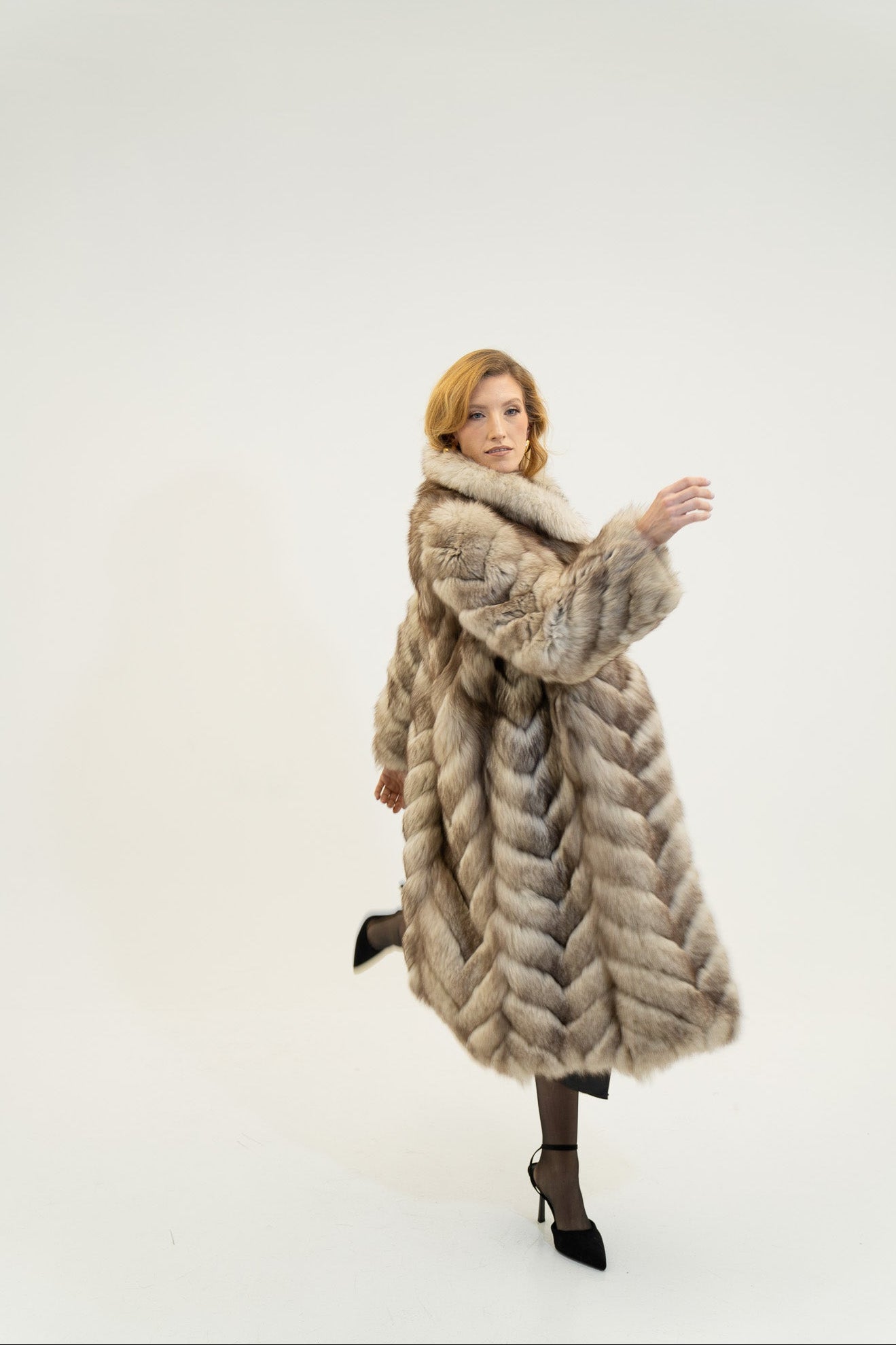 The Elvire  -  Blue Fox Fur Coat
