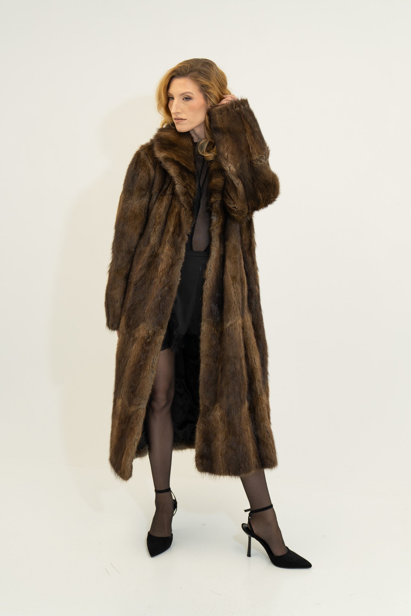 The Ravelle - Finnish Raccoon Full-Length Coat